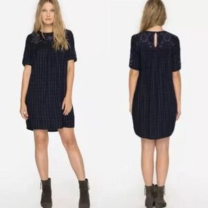 Johnny Was Alaric Yoke Blue Embroidered Peasant Dress